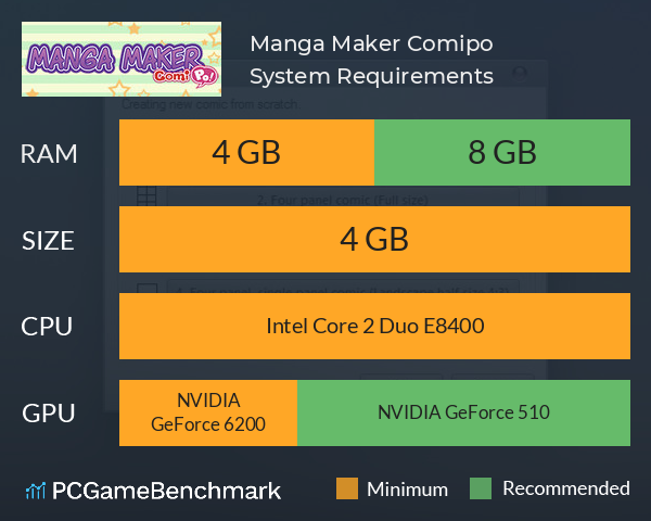 Manga Maker Comipo System Requirements PC Graph - Can I Run Manga Maker Comipo