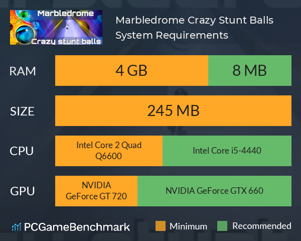 Marbledrome: Crazy Stunt Balls System Requirements PC Graph - Can I Run Marbledrome: Crazy Stunt Balls Marbledrome: Crazy Stunt Balls System Requirements PC Graph - Can I Run Marbledrome: Crazy Stunt Balls