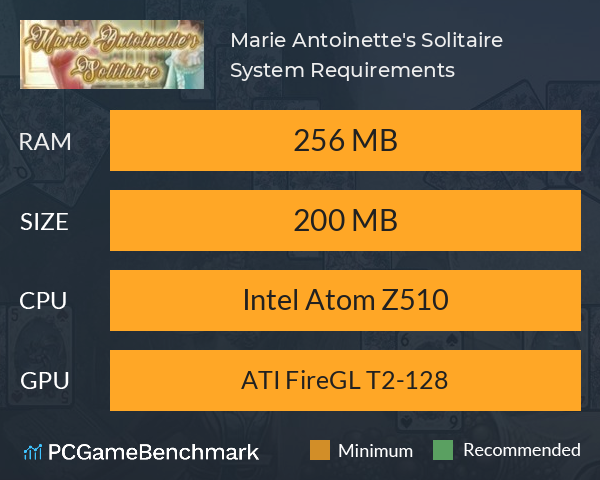 Marie Antoinette's Solitaire System Requirements PC Graph - Can I Run Marie Antoinette's Solitaire Marie Antoinette's Solitaire System Requirements PC Graph - Can I Run Marie Antoinette's Solitaire