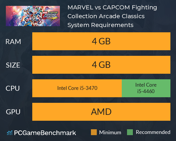 MARVEL vs. CAPCOM Fighting Collection: Arcade Classics System Requirements PC Graph - Can I Run MARVEL vs. CAPCOM Fighting Collection: Arcade Classics MARVEL vs. CAPCOM Fighting Collection: Arcade Classics System Requirements PC Graph - Can I Run MARVEL vs. CAPCOM Fighting Collection: Arcade Classics