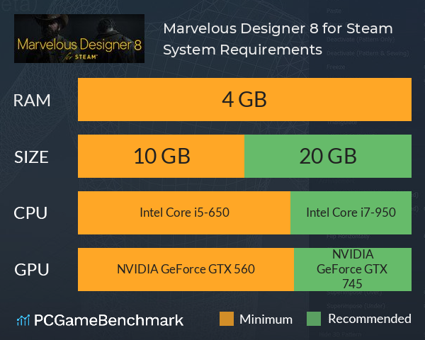 Marvelous Designer 8 for Steam System Requirements PC Graph - Can I Run Marvelous Designer 8 for Steam