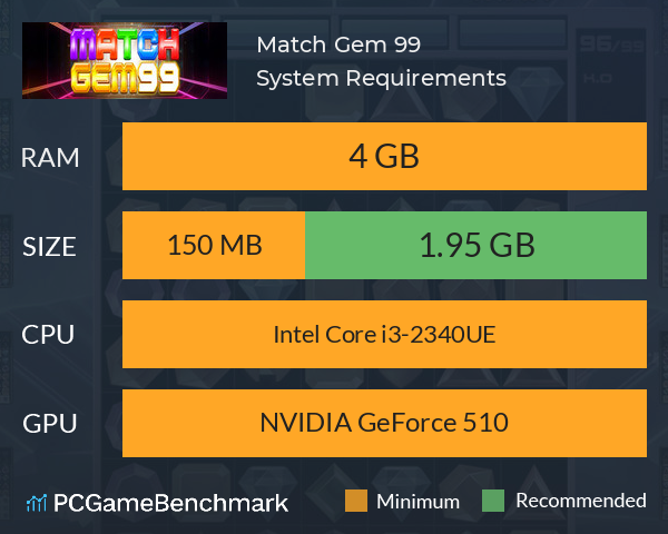 Match Gem 99 System Requirements PC Graph - Can I Run Match Gem 99 Match Gem 99 System Requirements PC Graph - Can I Run Match Gem 99