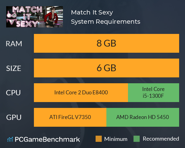 Match It Sexy System Requirements PC Graph - Can I Run Match It Sexy Match It Sexy System Requirements PC Graph - Can I Run Match It Sexy