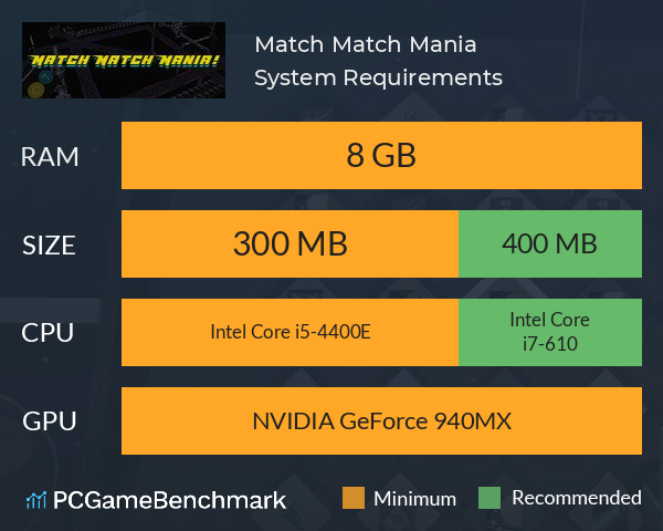 Match Match Mania! System Requirements PC Graph - Can I Run Match Match Mania! Match Match Mania! System Requirements PC Graph - Can I Run Match Match Mania!