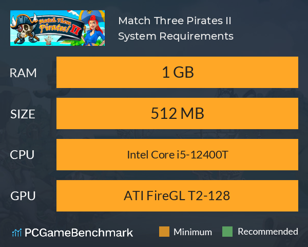 Match Three Pirates II System Requirements PC Graph - Can I Run Match Three Pirates II