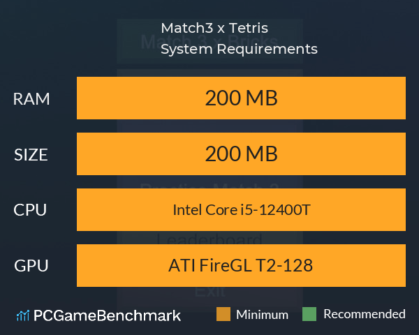 Match3 x Tetris System Requirements PC Graph - Can I Run Match3 x Tetris Match3 x Tetris System Requirements PC Graph - Can I Run Match3 x Tetris