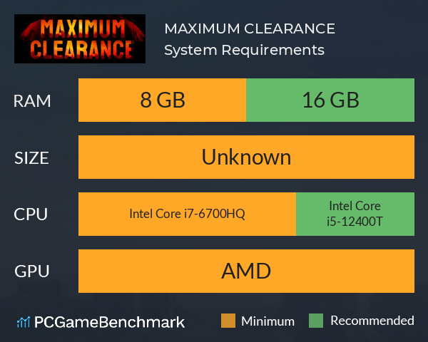 MAXIMUM CLEARANCE System Requirements PC Graph - Can I Run MAXIMUM CLEARANCE
