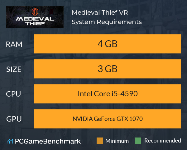Medieval Thief VR System Requirements PC Graph - Can I Run Medieval Thief VR