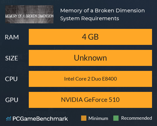 Memory of a Broken Dimension System Requirements PC Graph - Can I Run Memory of a Broken Dimension Memory of a Broken Dimension System Requirements PC Graph - Can I Run Memory of a Broken Dimension