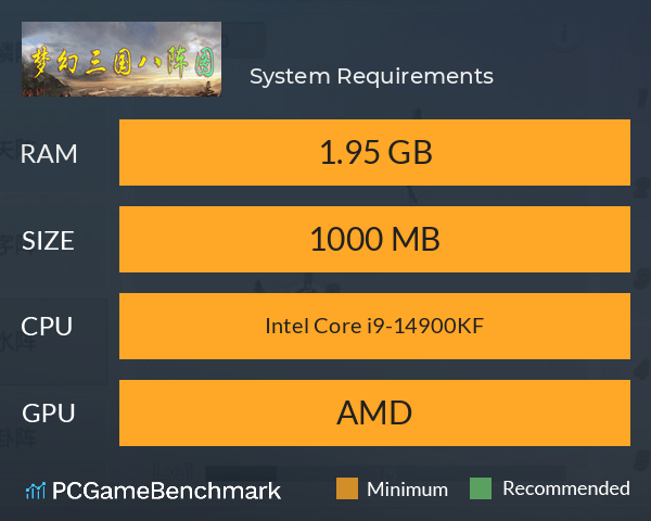 梦幻三国八阵图 System Requirements PC Graph - Can I Run 梦幻三国八阵图