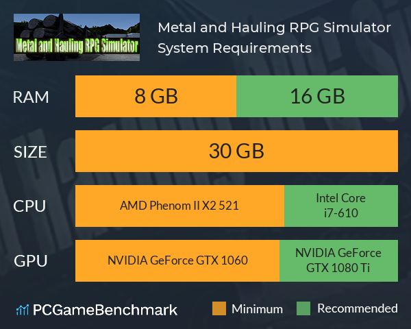 Metal and Hauling RPG Simulator System Requirements PC Graph - Can I Run Metal and Hauling RPG Simulator Metal and Hauling RPG Simulator System Requirements PC Graph - Can I Run Metal and Hauling RPG Simulator