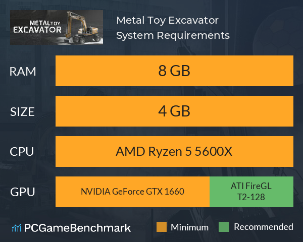 Metal Toy Excavator System Requirements PC Graph - Can I Run Metal Toy Excavator Metal Toy Excavator System Requirements PC Graph - Can I Run Metal Toy Excavator