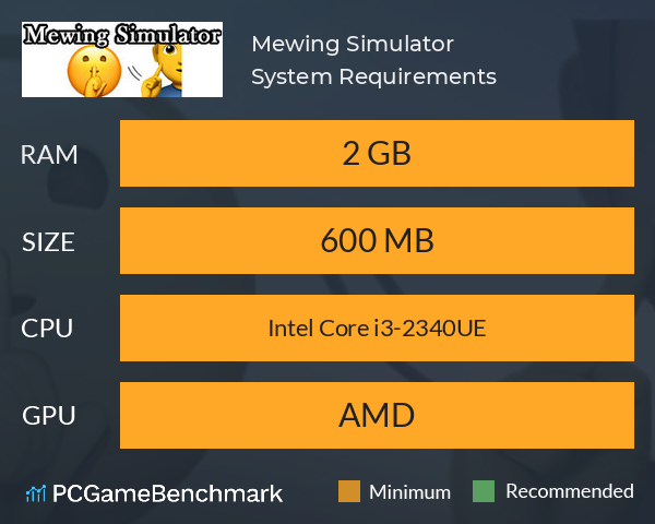 Mewing Simulator System Requirements PC Graph - Can I Run Mewing Simulator Mewing Simulator System Requirements PC Graph - Can I Run Mewing Simulator
