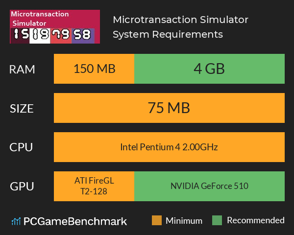 Microtransaction Simulator System Requirements PC Graph - Can I Run Microtransaction Simulator Microtransaction Simulator System Requirements PC Graph - Can I Run Microtransaction Simulator