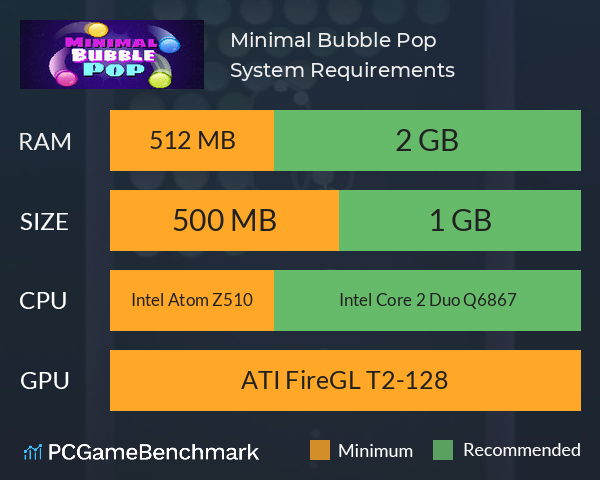 Minimal Bubble Pop System Requirements PC Graph - Can I Run Minimal Bubble Pop Minimal Bubble Pop System Requirements PC Graph - Can I Run Minimal Bubble Pop