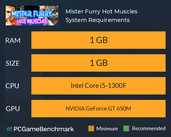 Mister Furry: Hot Muscles System Requirements PC Graph - Can I Run Mister Furry: Hot Muscles Mister Furry: Hot Muscles System Requirements PC Graph - Can I Run Mister Furry: Hot Muscles