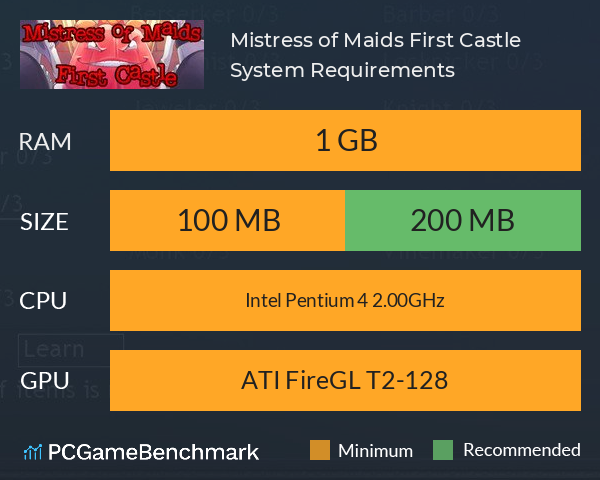 Mistress of Maids: First Castle System Requirements PC Graph - Can I Run Mistress of Maids: First Castle