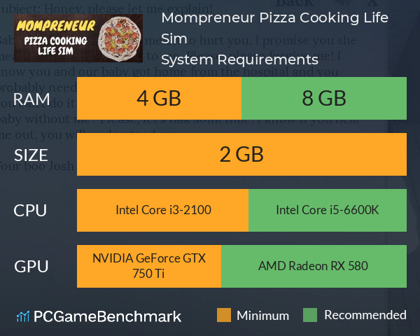 Mompreneur: Pizza Cooking Life Sim System Requirements PC Graph - Can I Run Mompreneur: Pizza Cooking Life Sim Mompreneur: Pizza Cooking Life Sim System Requirements PC Graph - Can I Run Mompreneur: Pizza Cooking Life Sim