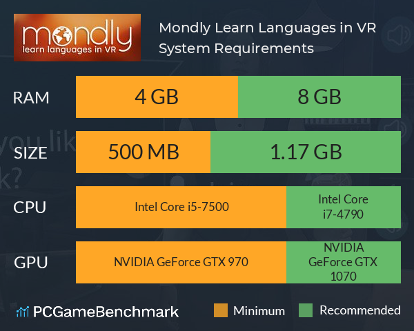 Mondly: Learn Languages in VR System Requirements PC Graph - Can I Run Mondly: Learn Languages in VR Mondly: Learn Languages in VR System Requirements PC Graph - Can I Run Mondly: Learn Languages in VR