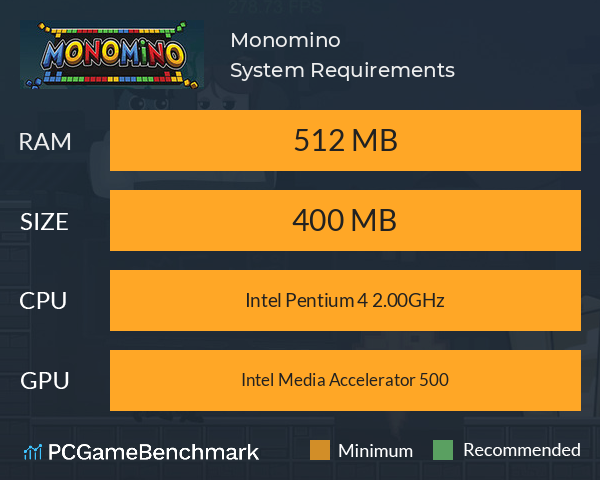 Monomino System Requirements PC Graph - Can I Run Monomino