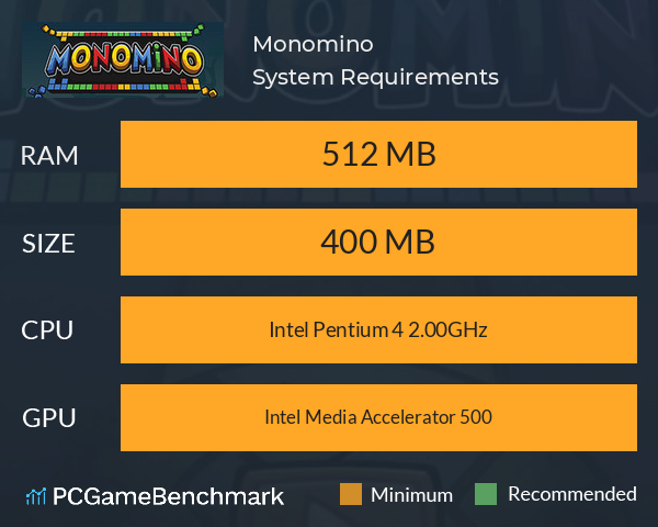 Monomino System Requirements PC Graph - Can I Run Monomino Monomino System Requirements PC Graph - Can I Run Monomino