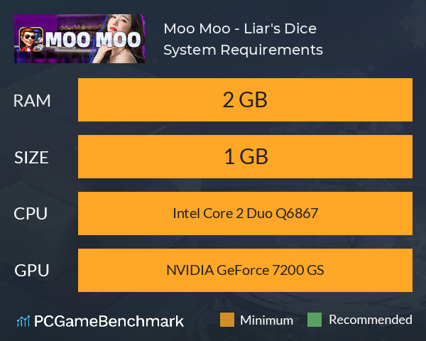 Moo Moo - Liar's Dice System Requirements PC Graph - Can I Run Moo Moo - Liar's Dice