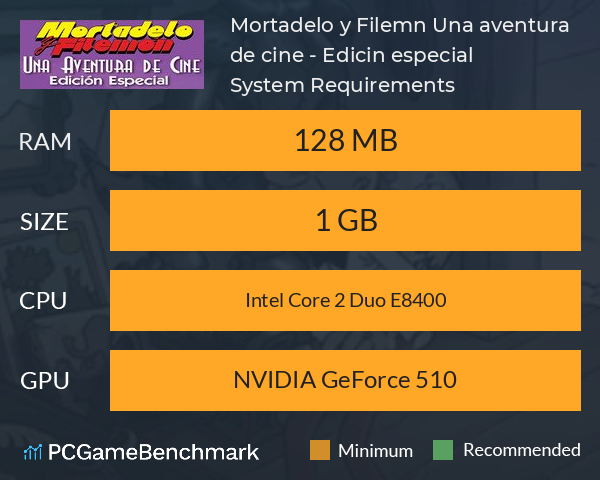 Mortadelo y Filemón: Una aventura de cine - Edición especial System Requirements PC Graph - Can I Run Mortadelo y Filemón: Una aventura de cine - Edición especial Mortadelo y Filemón: Una aventura de cine - Edición especial System Requirements PC Graph - Can I Run Mortadelo y Filemón: Una aventura de cine - Edición especial