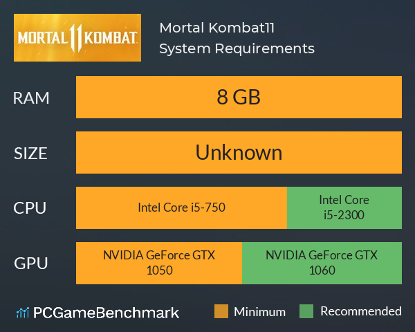 Mortal Kombat 11 System Requirements PC Graph - Can I Run Mortal Kombat 11