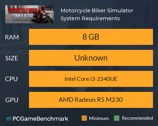 Motorcycle Biker Simulator System Requirements PC Graph - Can I Run Motorcycle Biker Simulator Motorcycle Biker Simulator System Requirements PC Graph - Can I Run Motorcycle Biker Simulator