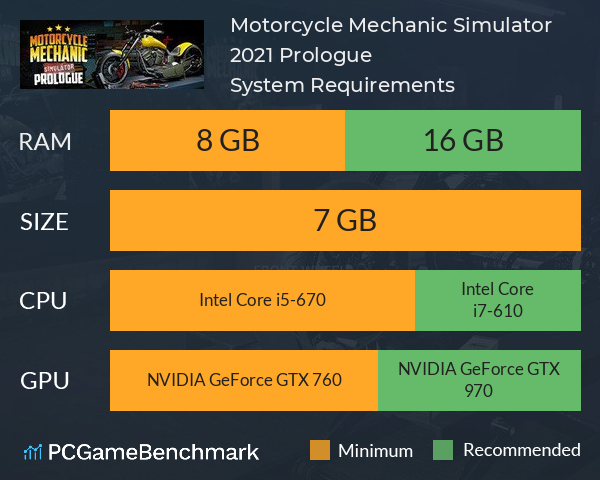 Motorcycle Mechanic Simulator 2021: Prologue System Requirements PC Graph - Can I Run Motorcycle Mechanic Simulator 2021: Prologue