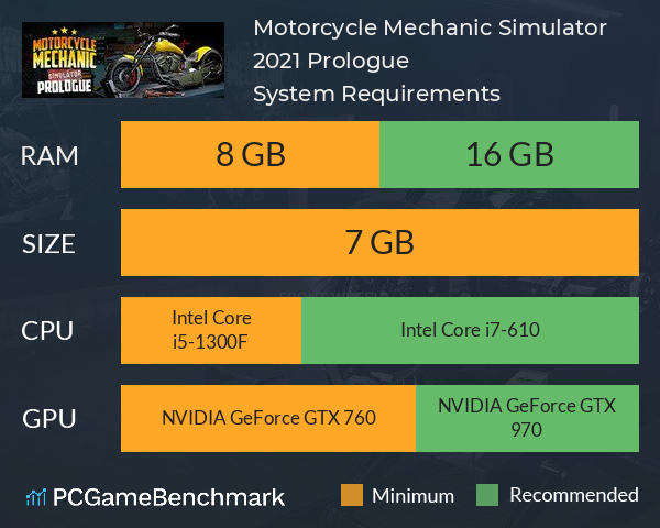 Motorcycle Mechanic Simulator 2021: Prologue System Requirements PC Graph - Can I Run Motorcycle Mechanic Simulator 2021: Prologue