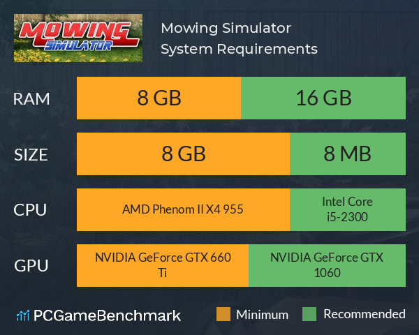 Mowing Simulator System Requirements PC Graph - Can I Run Mowing Simulator