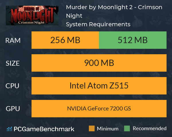 Murder by Moonlight 2 - Crimson Night System Requirements PC Graph - Can I Run Murder by Moonlight 2 - Crimson Night Murder by Moonlight 2 - Crimson Night System Requirements PC Graph - Can I Run Murder by Moonlight 2 - Crimson Night