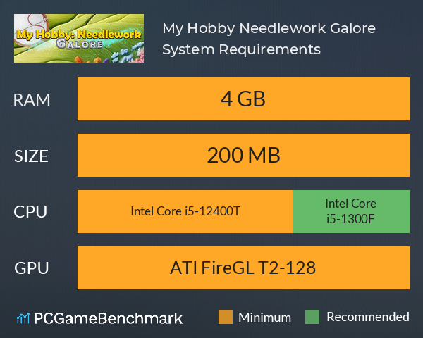 My Hobby: Needlework Galore System Requirements PC Graph - Can I Run My Hobby: Needlework Galore My Hobby: Needlework Galore System Requirements PC Graph - Can I Run My Hobby: Needlework Galore