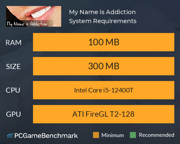 My Name is Addiction System Requirements PC Graph - Can I Run My Name is Addiction My Name is Addiction System Requirements PC Graph - Can I Run My Name is Addiction
