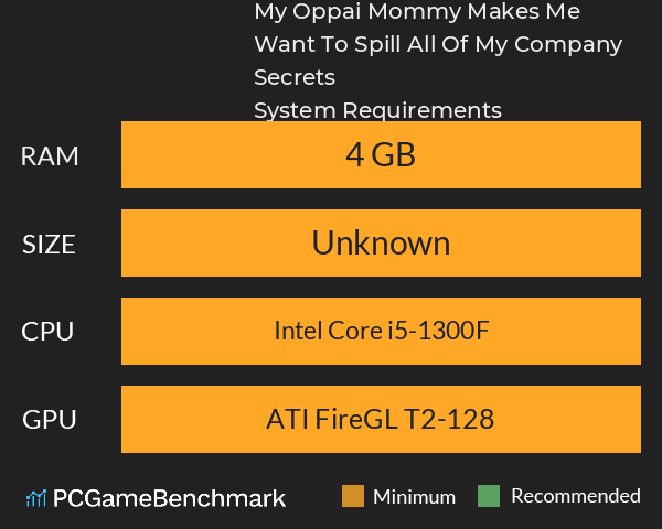 My Oppai Mommy Makes Me Want To Spill All Of My Company Secrets System Requirements PC Graph - Can I Run My Oppai Mommy Makes Me Want To Spill All Of My Company Secrets My Oppai Mommy Makes Me Want To Spill All Of My Company Secrets System Requirements PC Graph - Can I Run My Oppai Mommy Makes Me Want To Spill All Of My Company Secrets