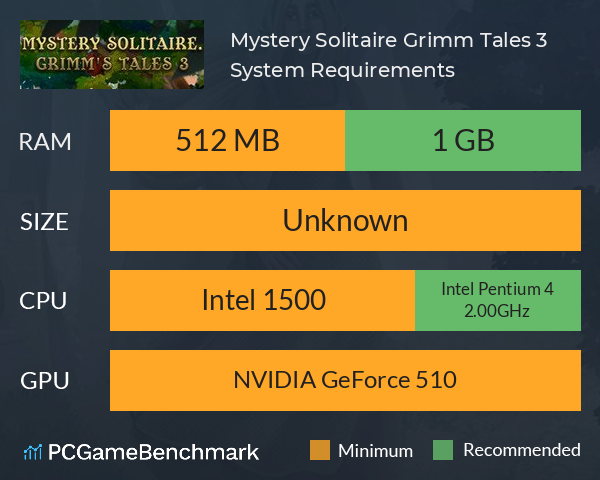 Mystery Solitaire Grimm Tales 3 System Requirements PC Graph - Can I Run Mystery Solitaire Grimm Tales 3