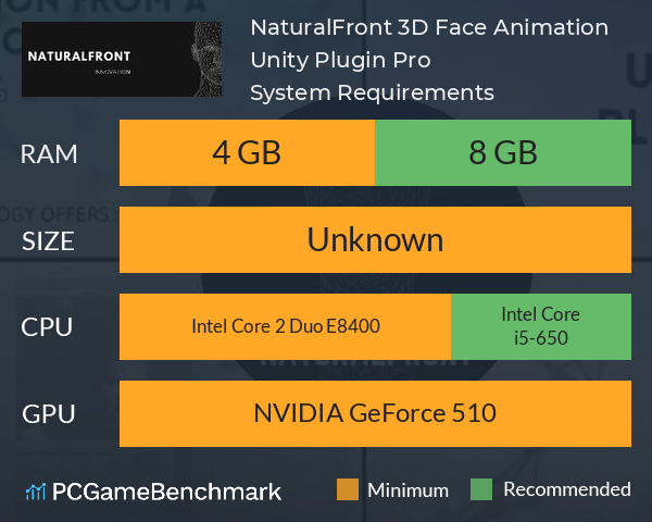 NaturalFront 3D Face Animation Unity Plugin Pro System Requirements - Can I  Run It? - PCGameBenchmark