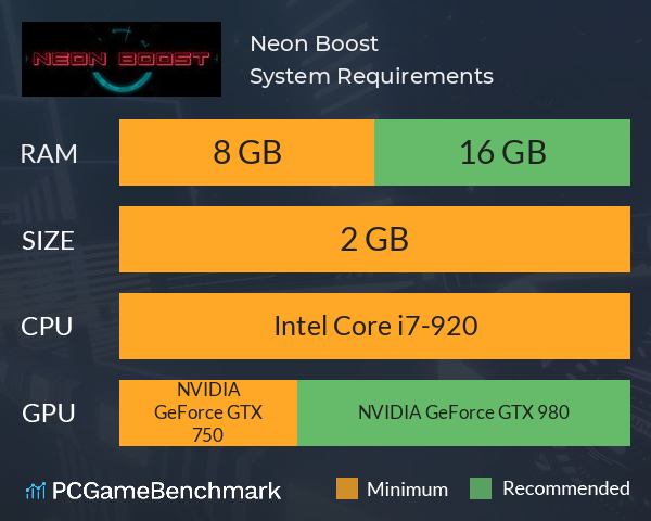 Neon Boost System Requirements PC Graph - Can I Run Neon Boost