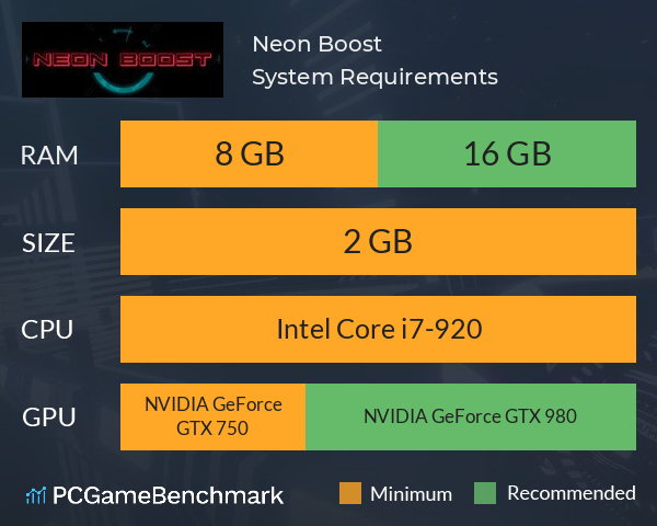 Neon Boost System Requirements PC Graph - Can I Run Neon Boost