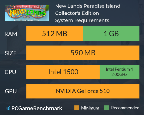 New Lands Paradise Island Collector's Edition System Requirements PC Graph - Can I Run New Lands Paradise Island Collector's Edition