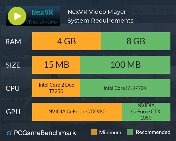 NexVR Video Player System Requirements PC Graph - Can I Run NexVR Video Player