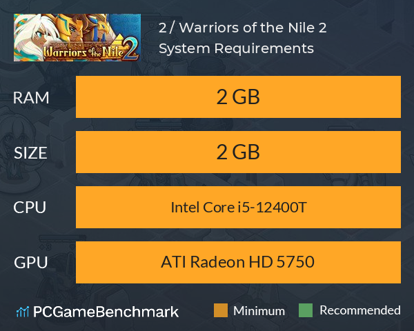 尼罗河勇士2 / Warriors of the Nile 2 System Requirements PC Graph - Can I Run 尼罗河勇士2 / Warriors of the Nile 2