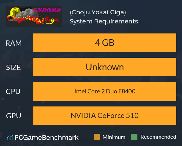 鳥獣妖怪戯画　(Choju Yokai Giga) System Requirements PC Graph - Can I Run 鳥獣妖怪戯画　(Choju Yokai Giga)