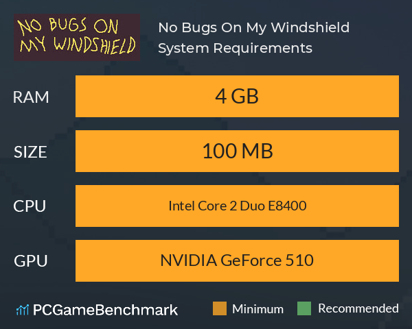 No Bugs On My Windshield System Requirements PC Graph - Can I Run No Bugs On My Windshield No Bugs On My Windshield System Requirements PC Graph - Can I Run No Bugs On My Windshield