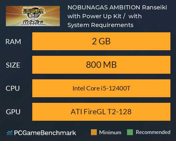 NOBUNAGA’S AMBITION: Ranseiki with Power Up Kit / 信長の野望・嵐世記 with パワーアップキット System Requirements PC Graph - Can I Run NOBUNAGA’S AMBITION: Ranseiki with Power Up Kit / 信長の野望・嵐世記 with パワーアップキット NOBUNAGA’S AMBITION: Ranseiki with Power Up Kit / 信長の野望・嵐世記 with パワーアップキット System Requirements PC Graph - Can I Run NOBUNAGA’S AMBITION: Ranseiki with Power Up Kit / 信長の野望・嵐世記 with パワーアップキット