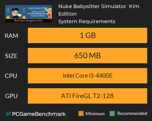 Nuke Babysitter Simulator | Kim Edition System Requirements PC Graph - Can I Run Nuke Babysitter Simulator | Kim Edition Nuke Babysitter Simulator | Kim Edition System Requirements PC Graph - Can I Run Nuke Babysitter Simulator | Kim Edition