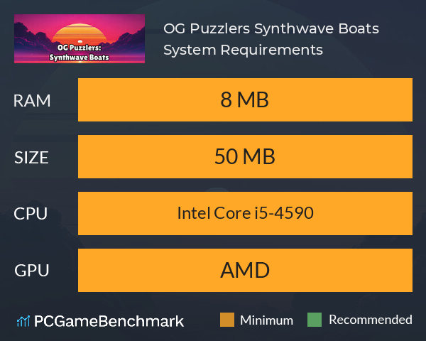 OG Puzzlers: Synthwave Boats System Requirements PC Graph - Can I Run OG Puzzlers: Synthwave Boats OG Puzzlers: Synthwave Boats System Requirements PC Graph - Can I Run OG Puzzlers: Synthwave Boats