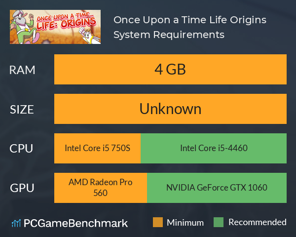 Once Upon a Time... Life: Origins System Requirements PC Graph - Can I Run Once Upon a Time... Life: Origins Once Upon a Time... Life: Origins System Requirements PC Graph - Can I Run Once Upon a Time... Life: Origins
