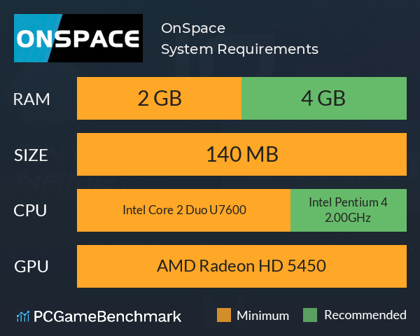 OnSpace System Requirements PC Graph - Can I Run OnSpace OnSpace System Requirements PC Graph - Can I Run OnSpace